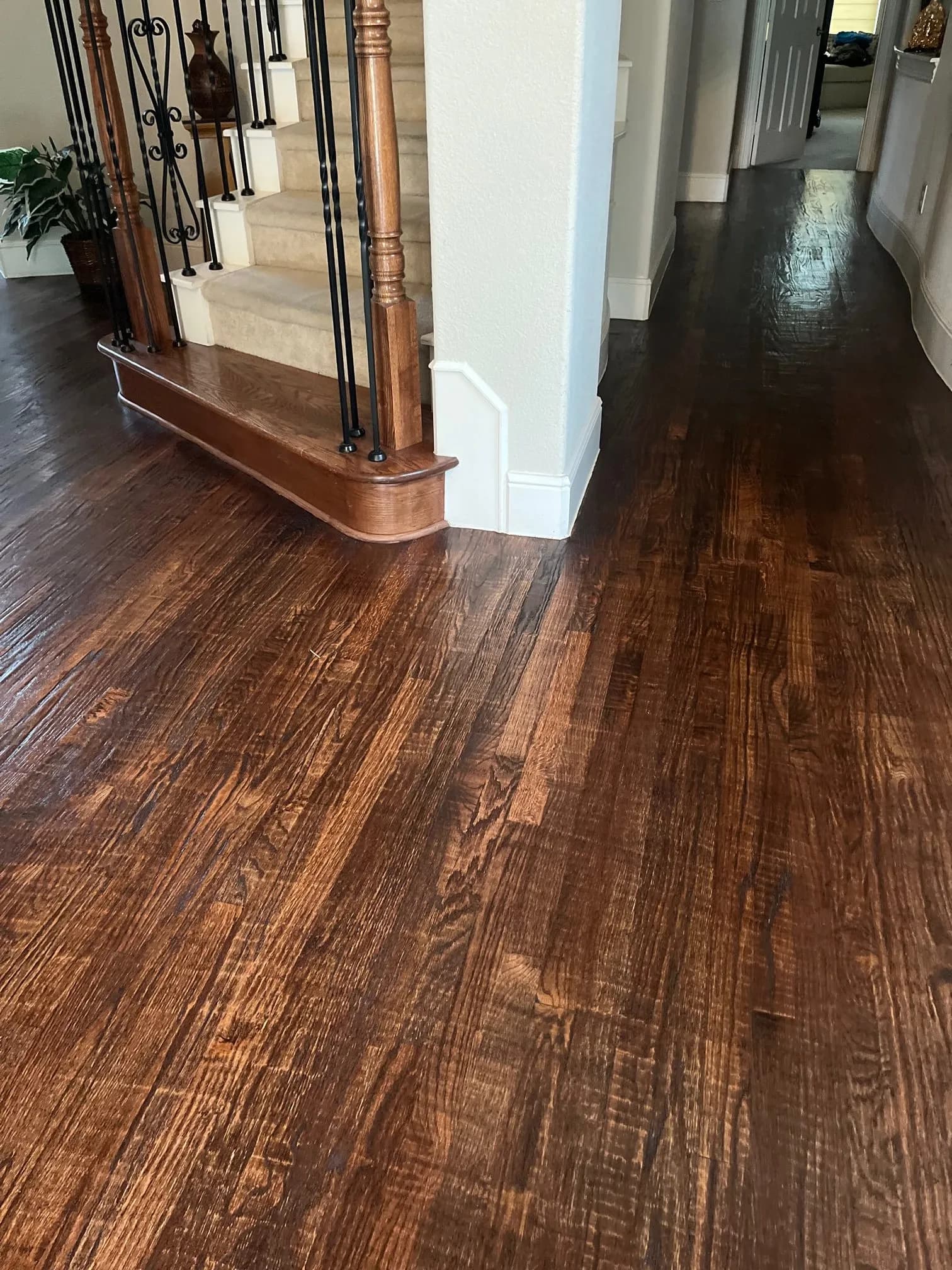 Solid hardwood flooring in a Rowlett, TX home